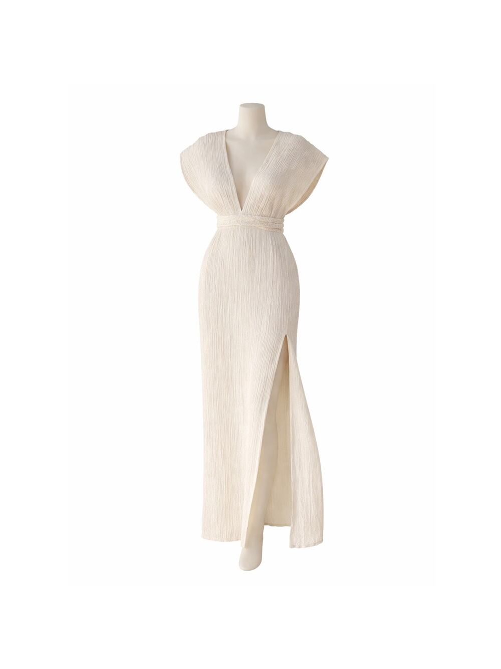 Savannah Morrow NWT  Size M/L The Label The Kamala Crinkle Maxi Dress Cream